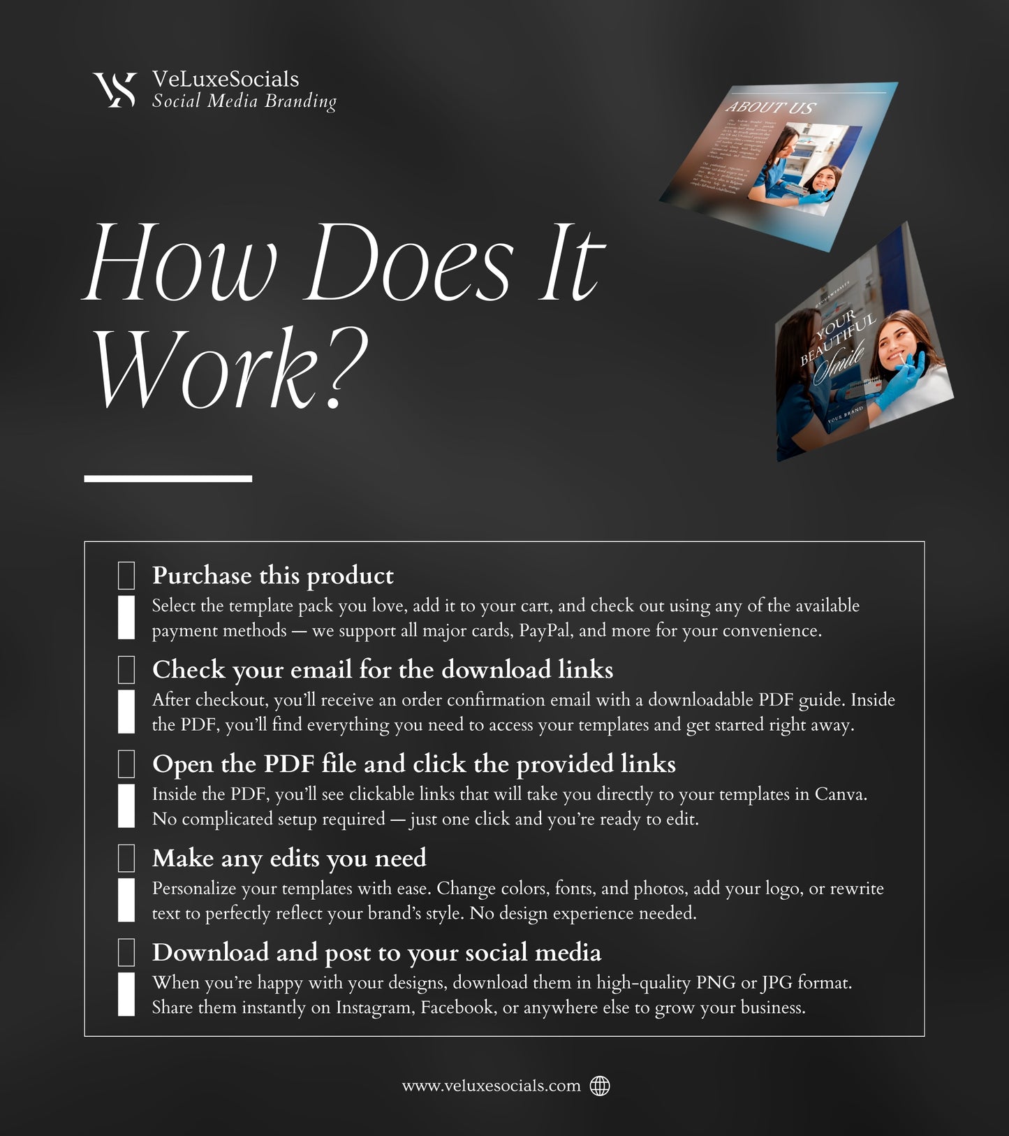 80 Instagram-Vorlagen für Zahnveneers