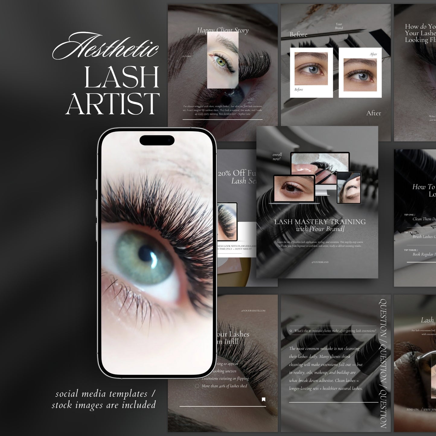 Lash Artist Social Media Template Pack
