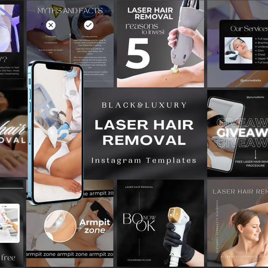 120 Black Laser Hair Removal Instagram Templates