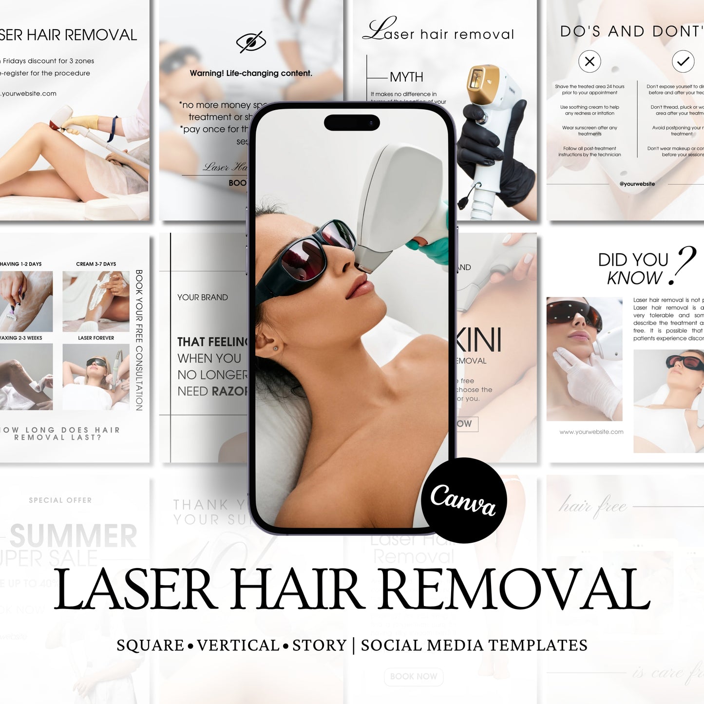 Light Laser Hair Removal Social Media Templates