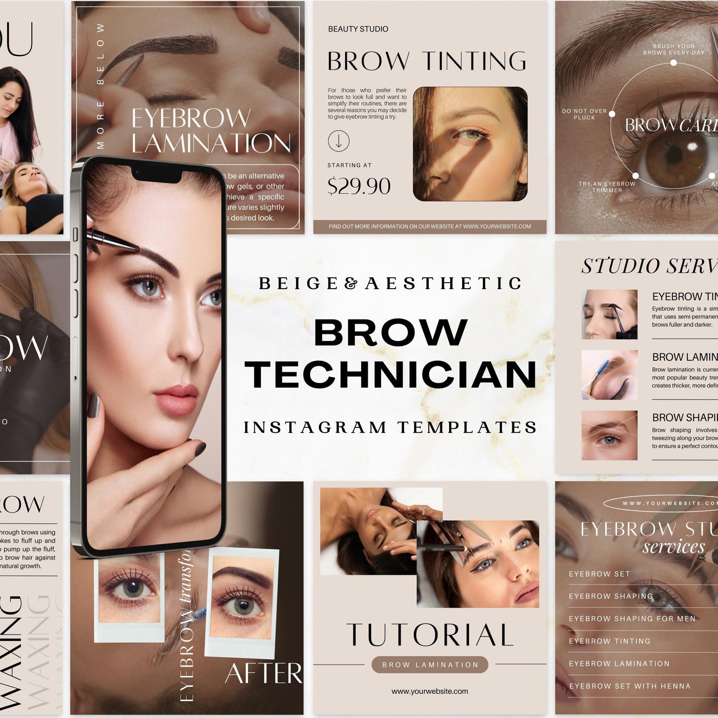 150 Beige Brow Technician Instagram Templates