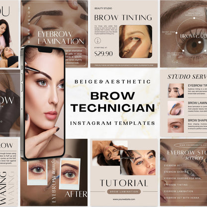 150 Beige Brow Technician Instagram Templates