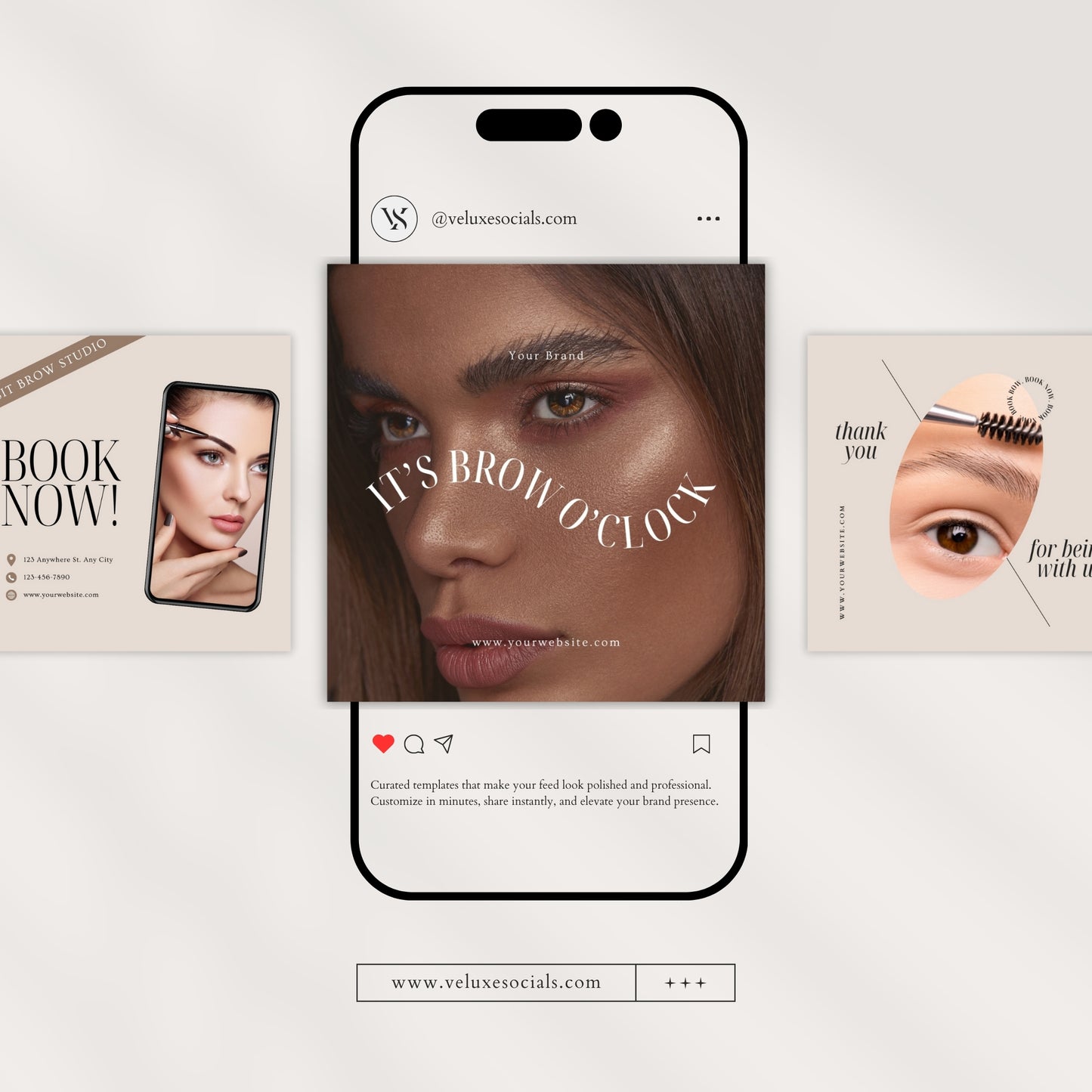 Beige Brow Technician Social Media Templates