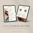 Lash Artist Price List Template