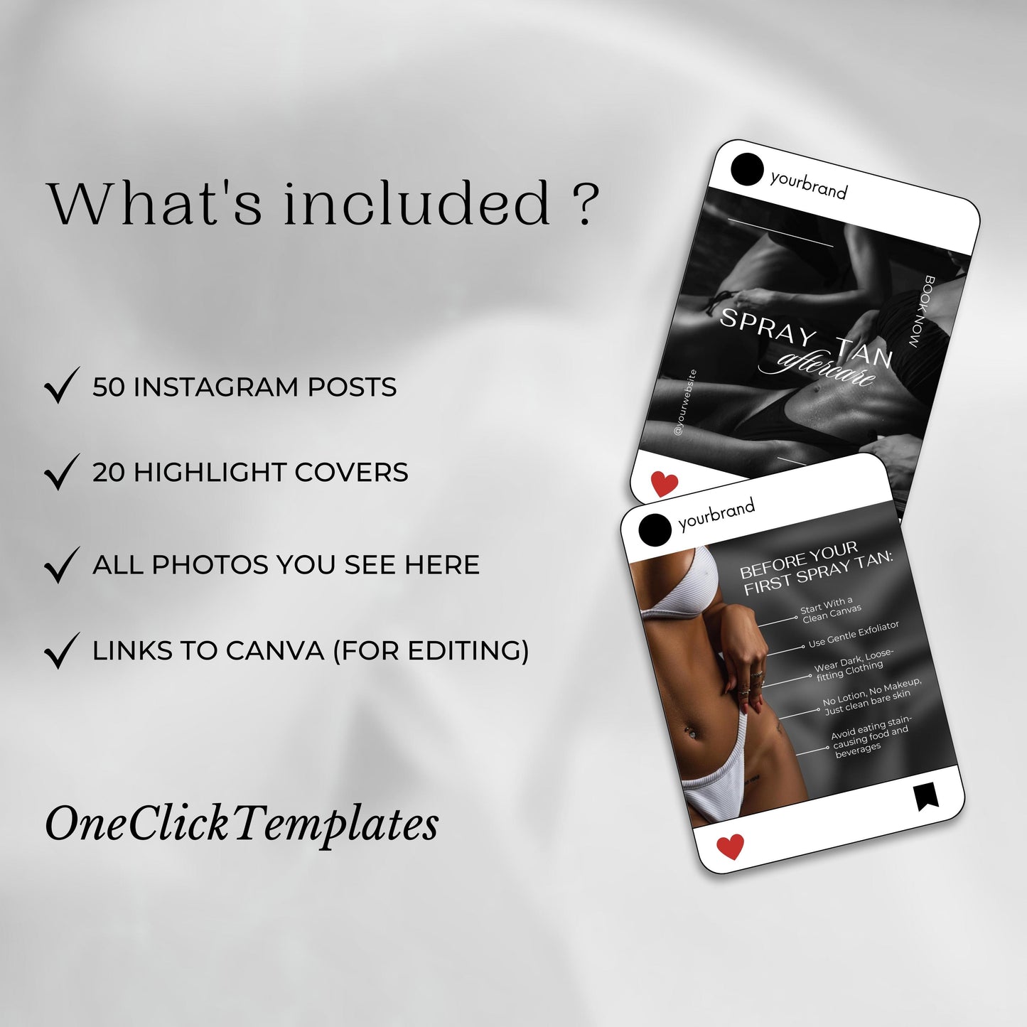 70 BW Spray Tan Instagram Templates