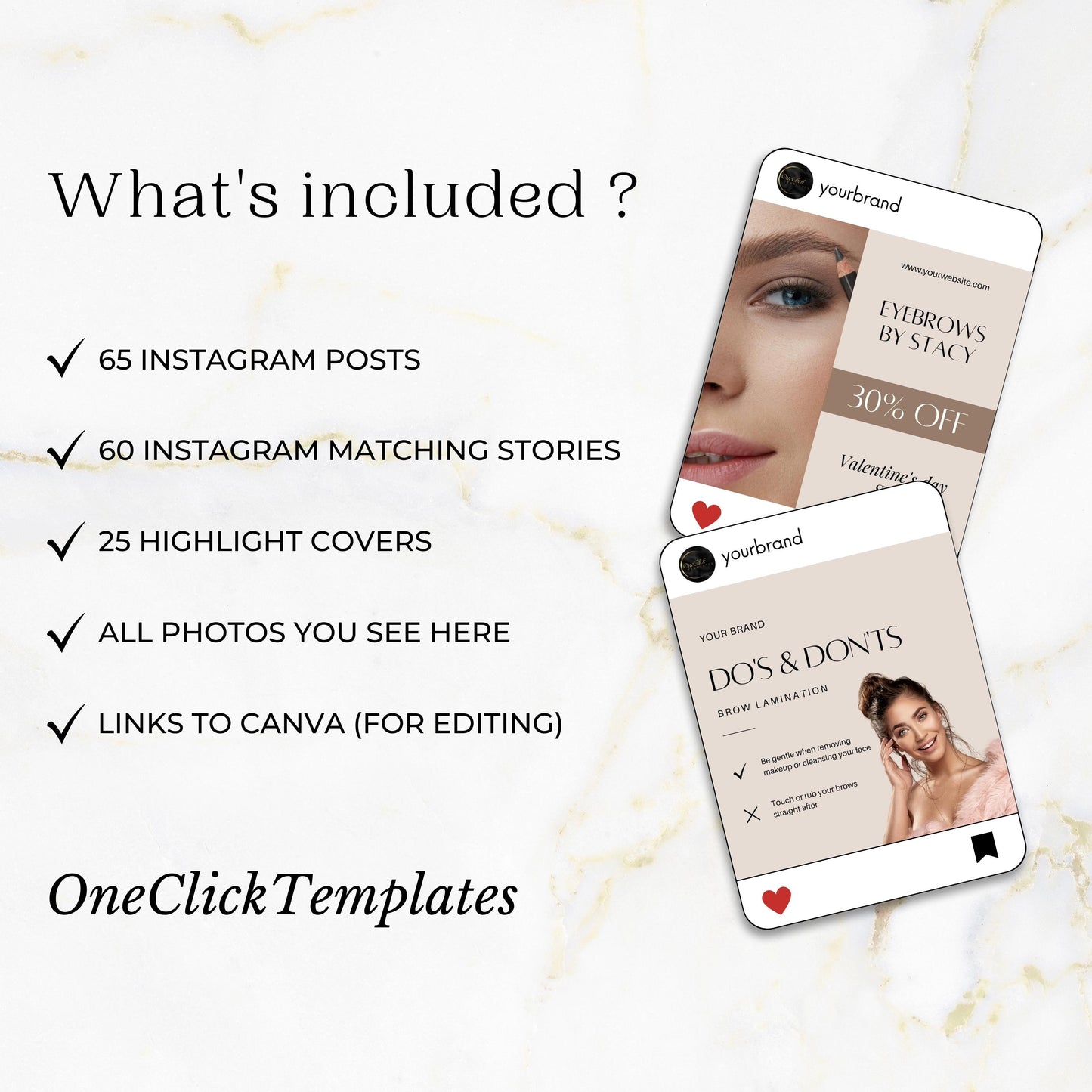 150 Beige Brow Technician Instagram Templates