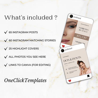 150 Beige Brow Technician Instagram Templates
