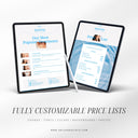 Skincare Price List Printable Template