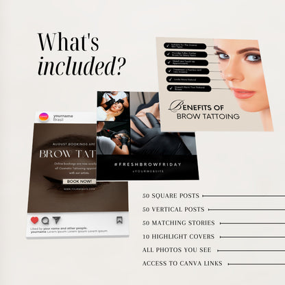 Eyebrow Tattoo Social Media Templates