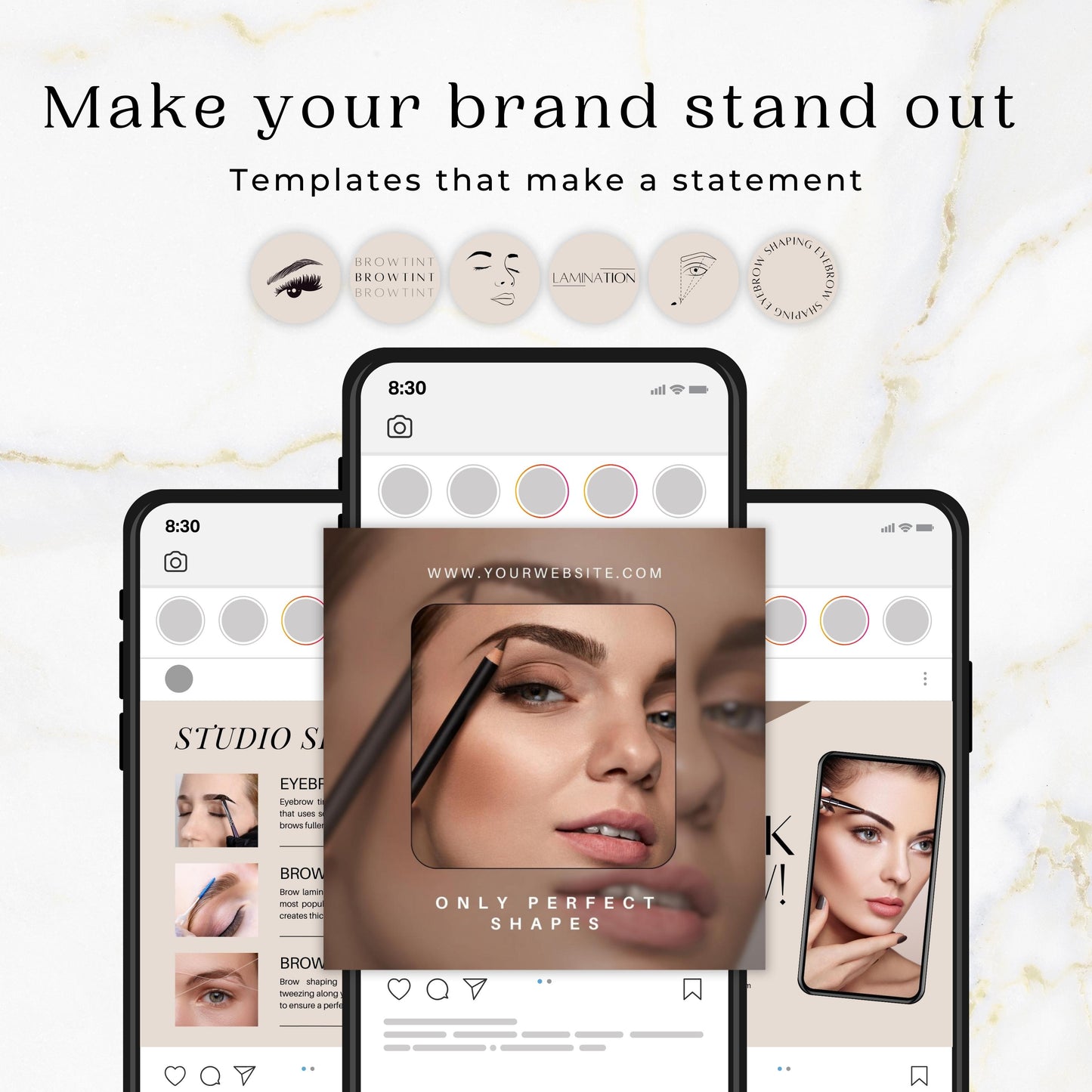 150 Beige Brow Technician Instagram Templates
