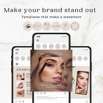 150 Beige Brow Technician Instagram Templates