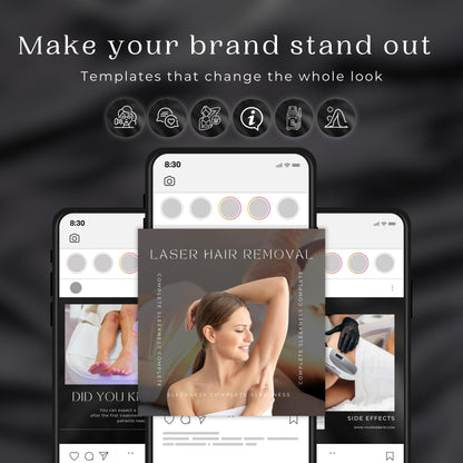 120 Black Laser Hair Removal Instagram Templates