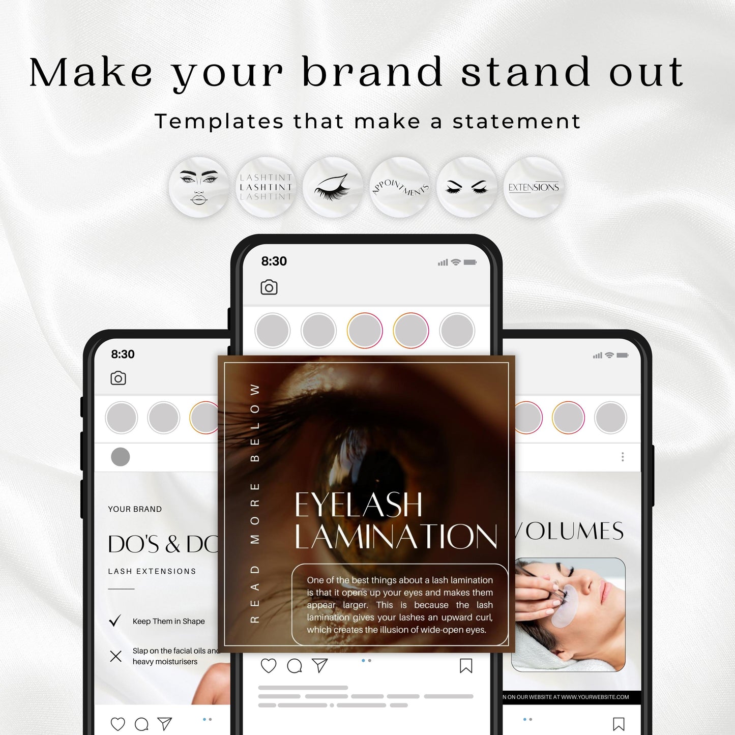 150 Eyelash Artist Instagram Templates