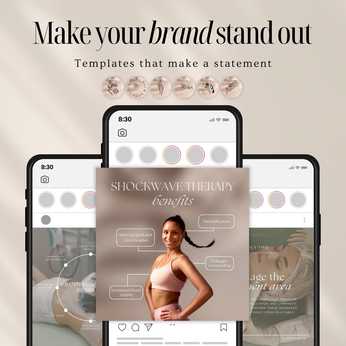 Beige Body Contouring Social Media Templates