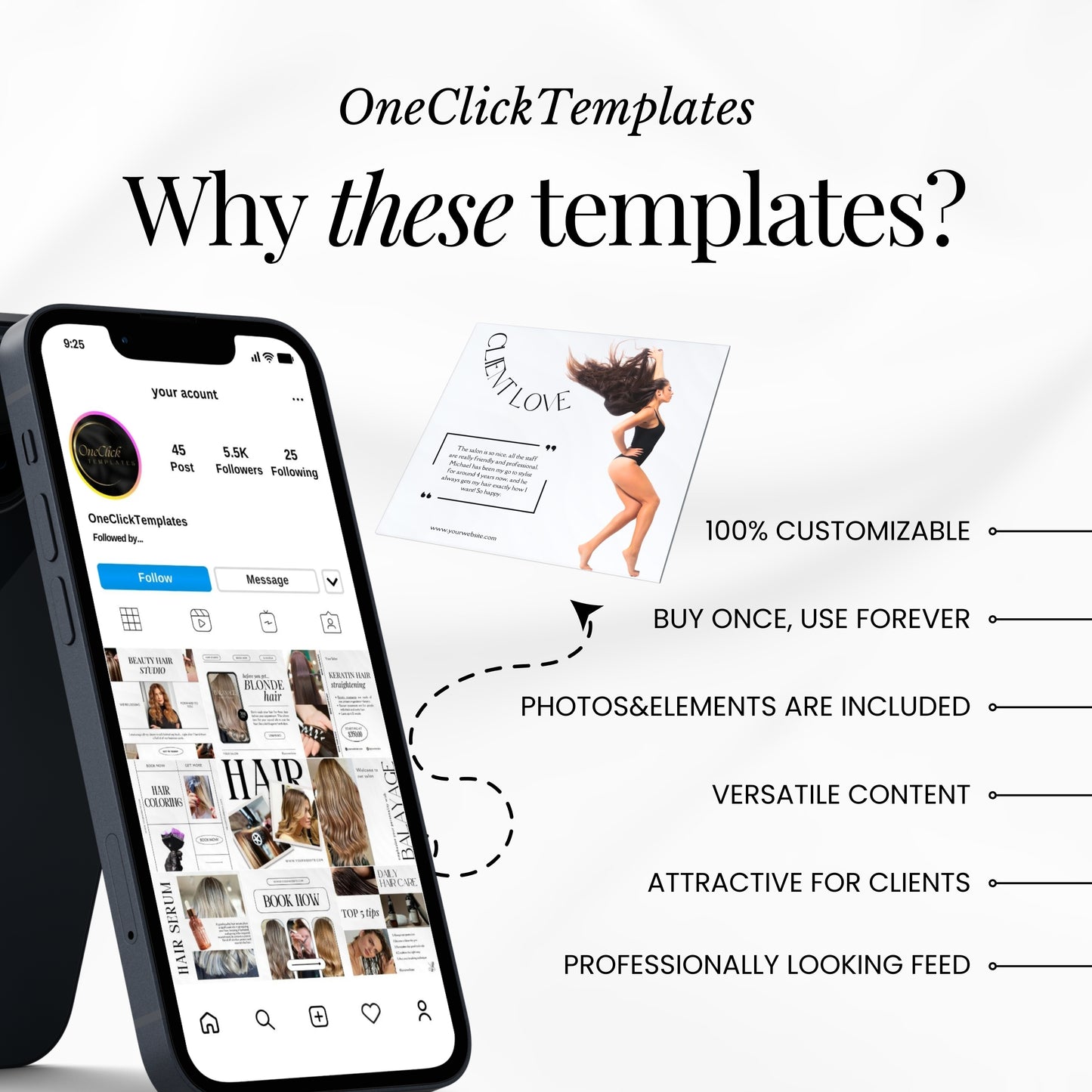 Hairstylist Light Social Media Templates