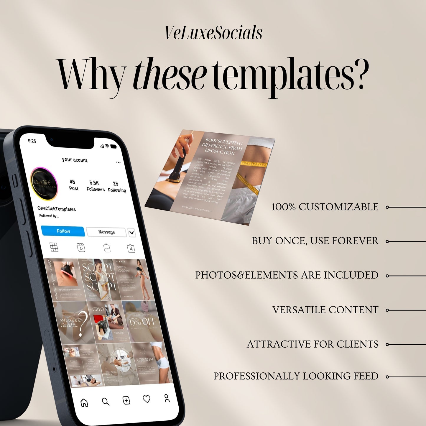 Beige Body Contouring Social Media Templates