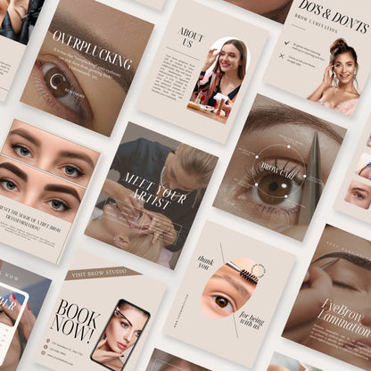 Beige Brow Technician Social Media Templates