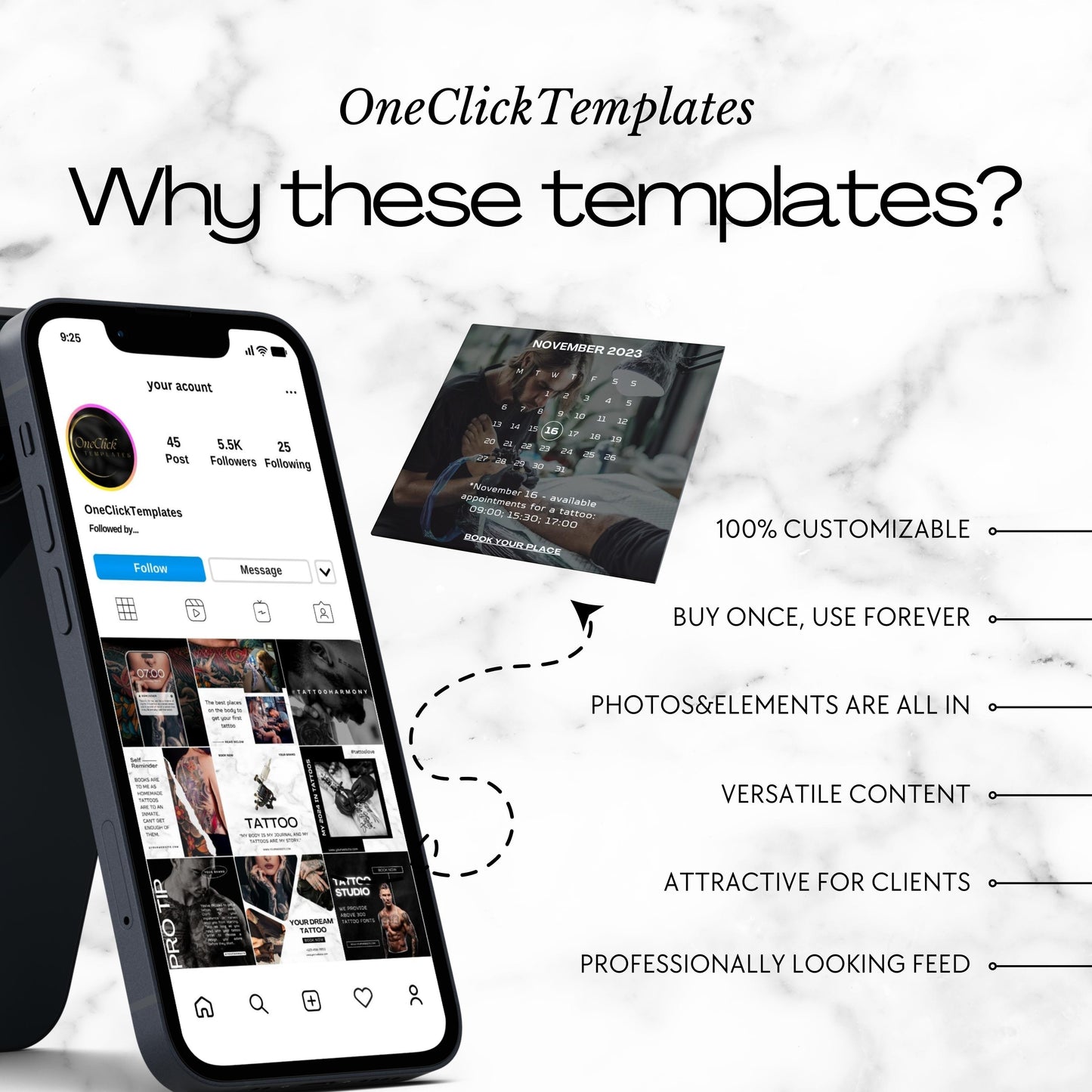 100 Tattoo Artist Instagram Templates