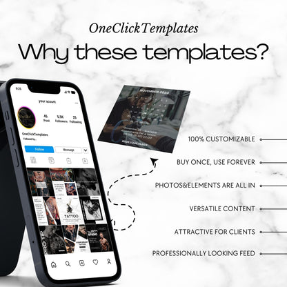 100 Tattoo Artist Instagram Templates