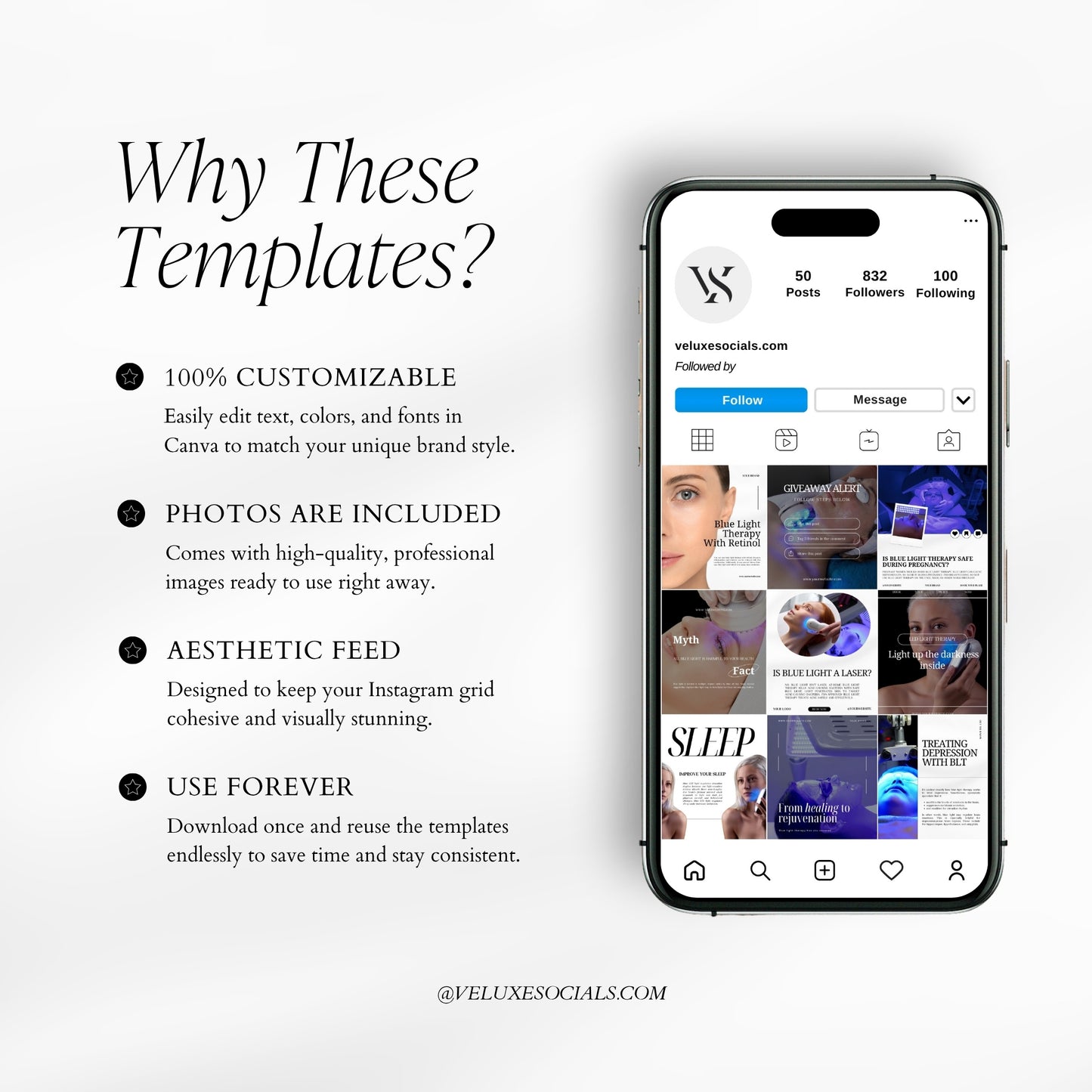 Blue Light Therapy social media posts