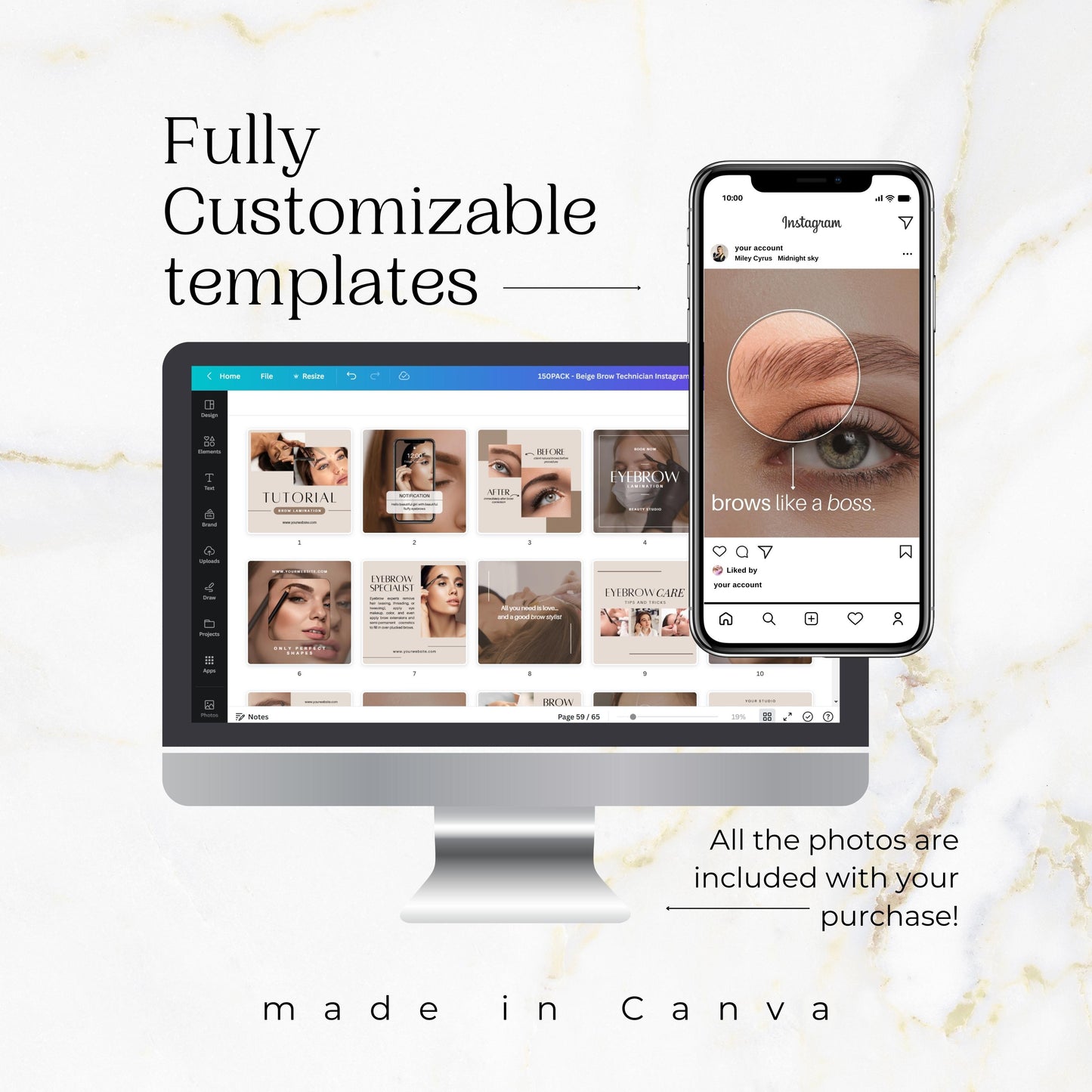 150 Beige Brow Technician Instagram Templates