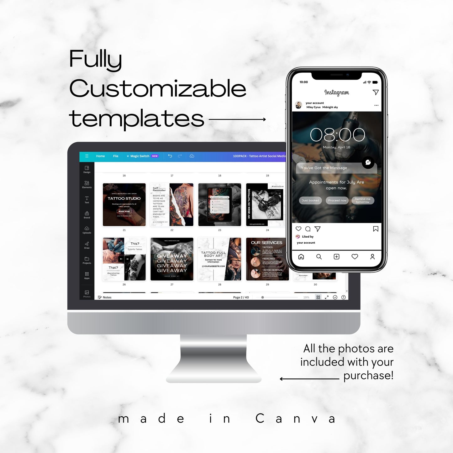 100 Tattoo Artist Instagram Templates