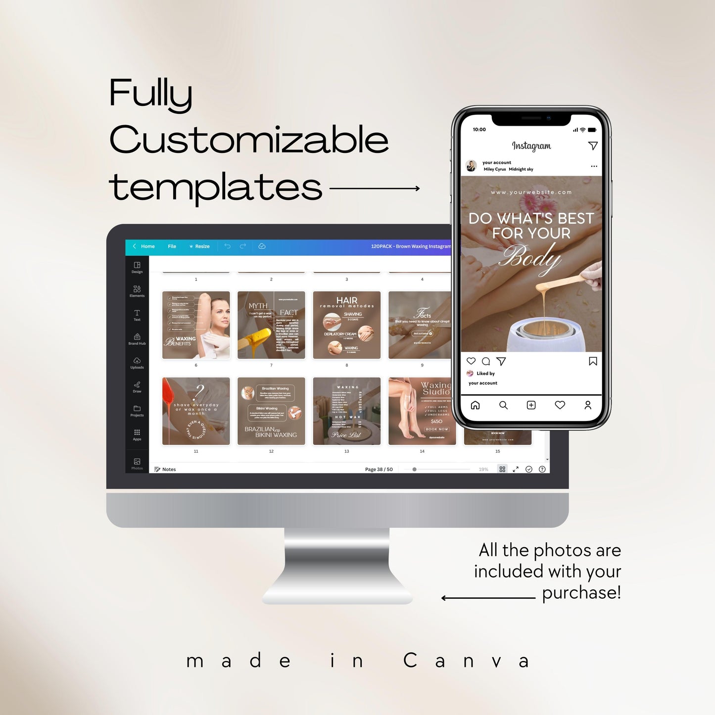 120 Brown Waxing Instagram Templates