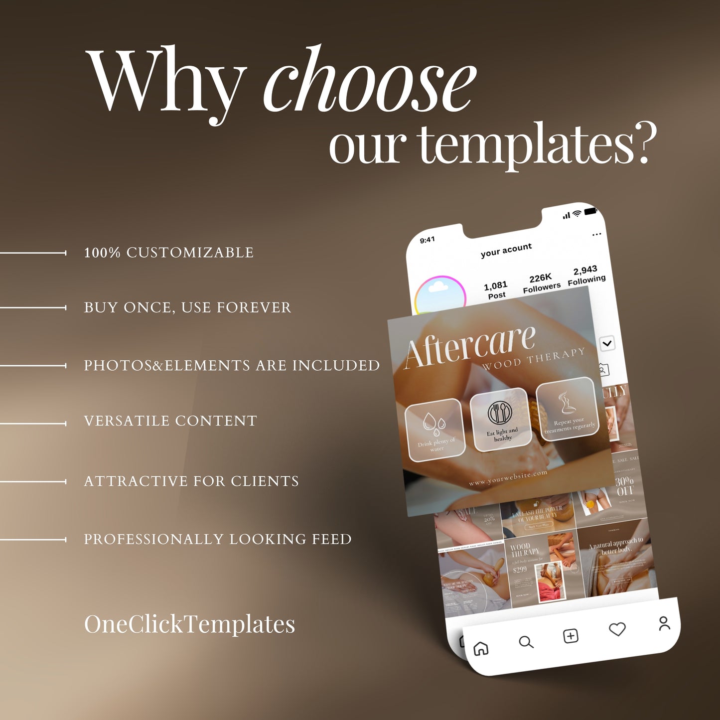 Wood Therapy Instagram Templates