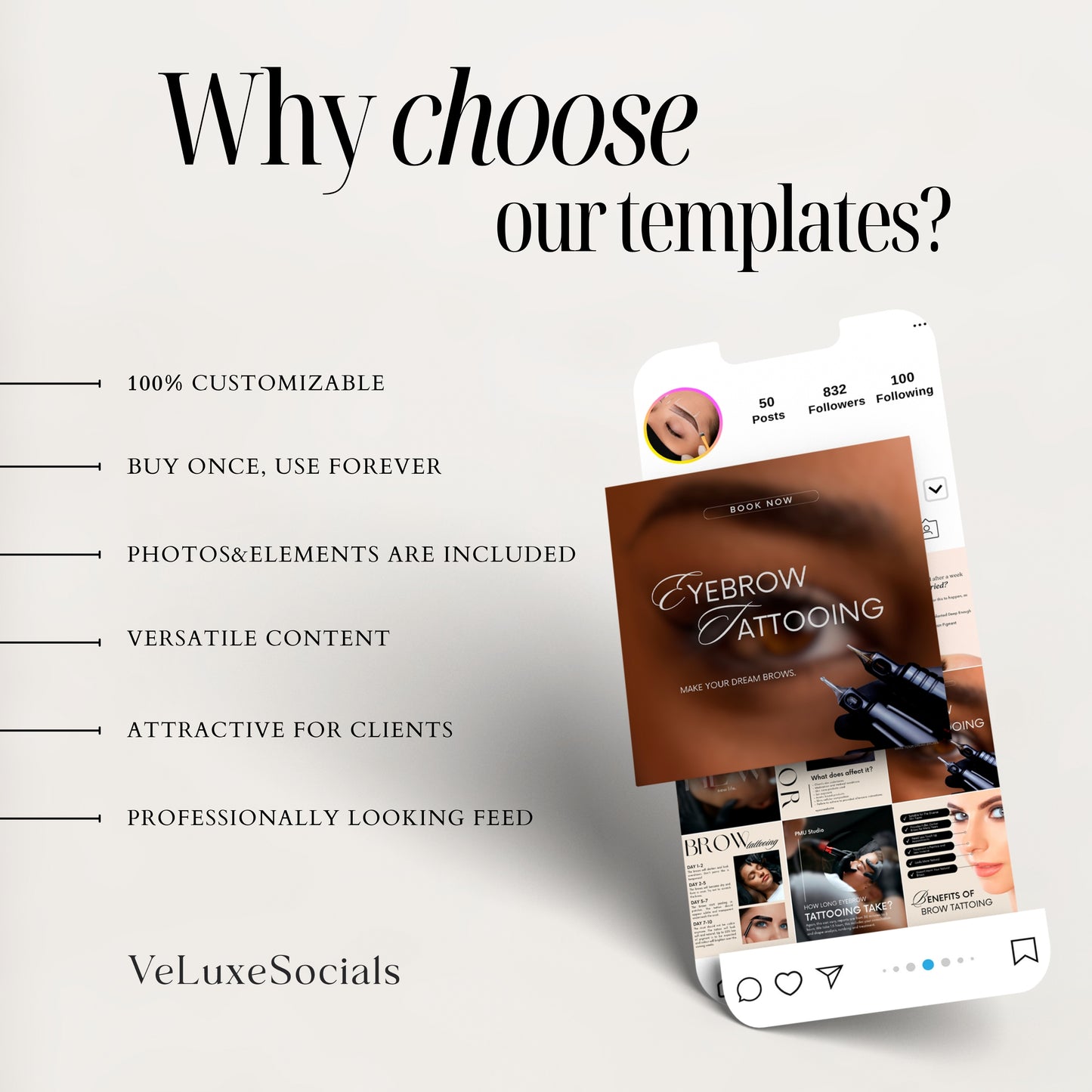 Eyebrow Tattoo Social Media Templates
