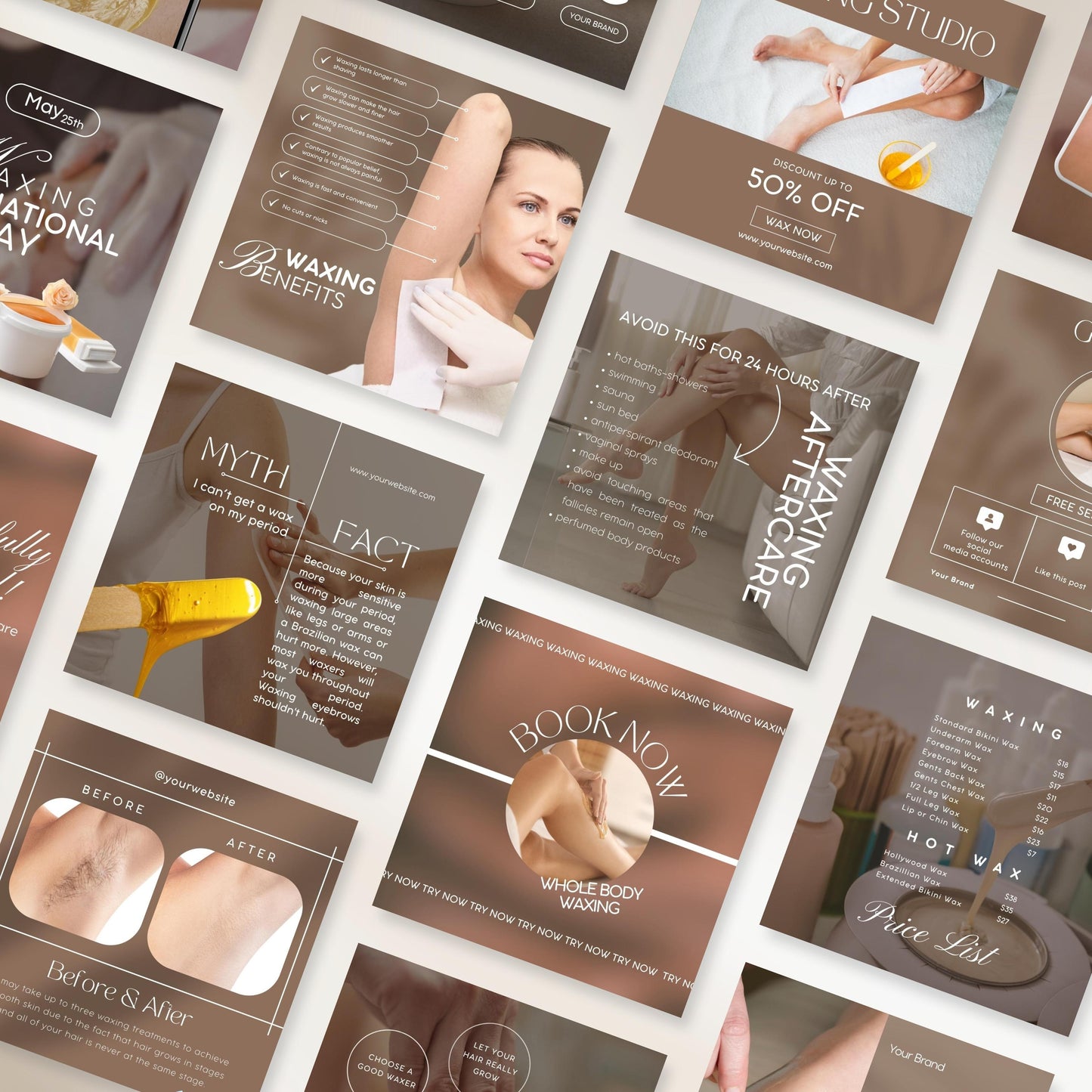 120 Brown Waxing Instagram Templates