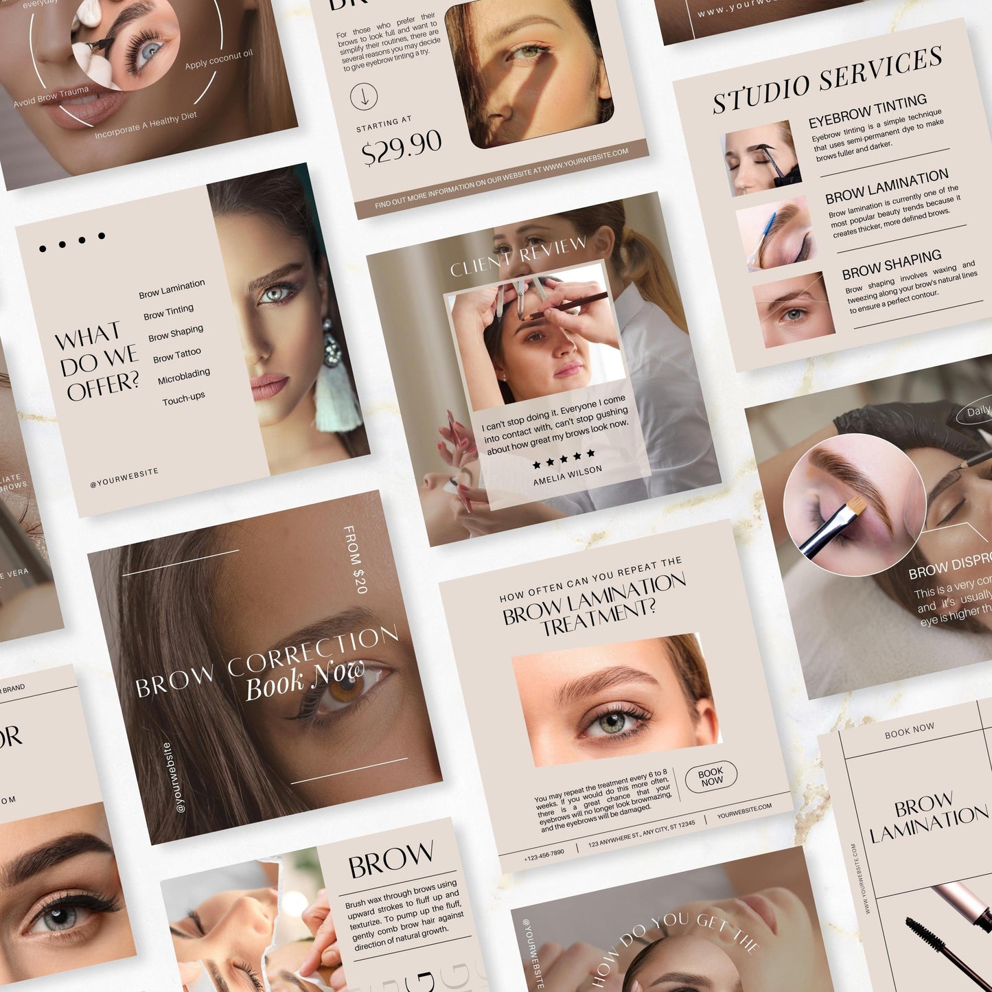 150 Beige Brow Technician Instagram Templates