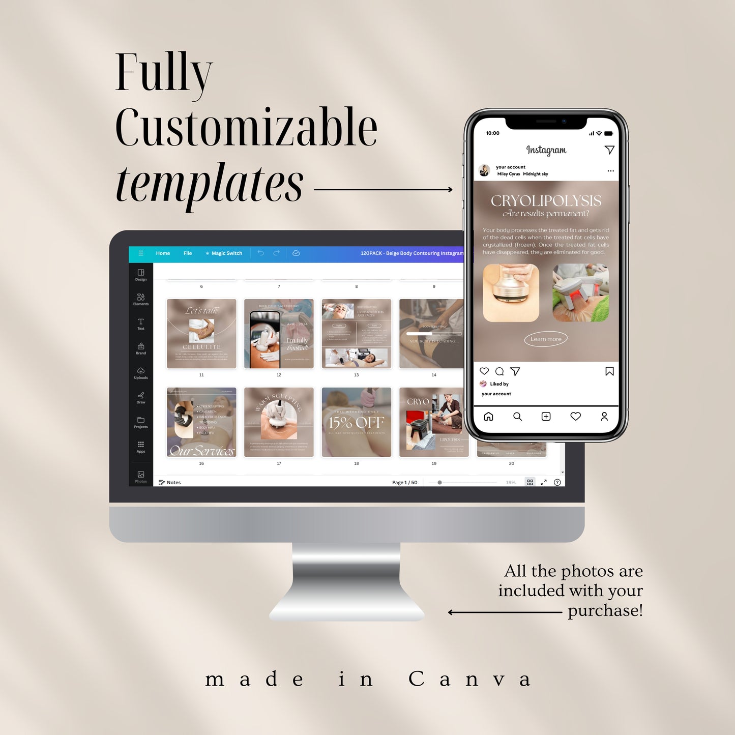 Beige Body Contouring Social Media Templates