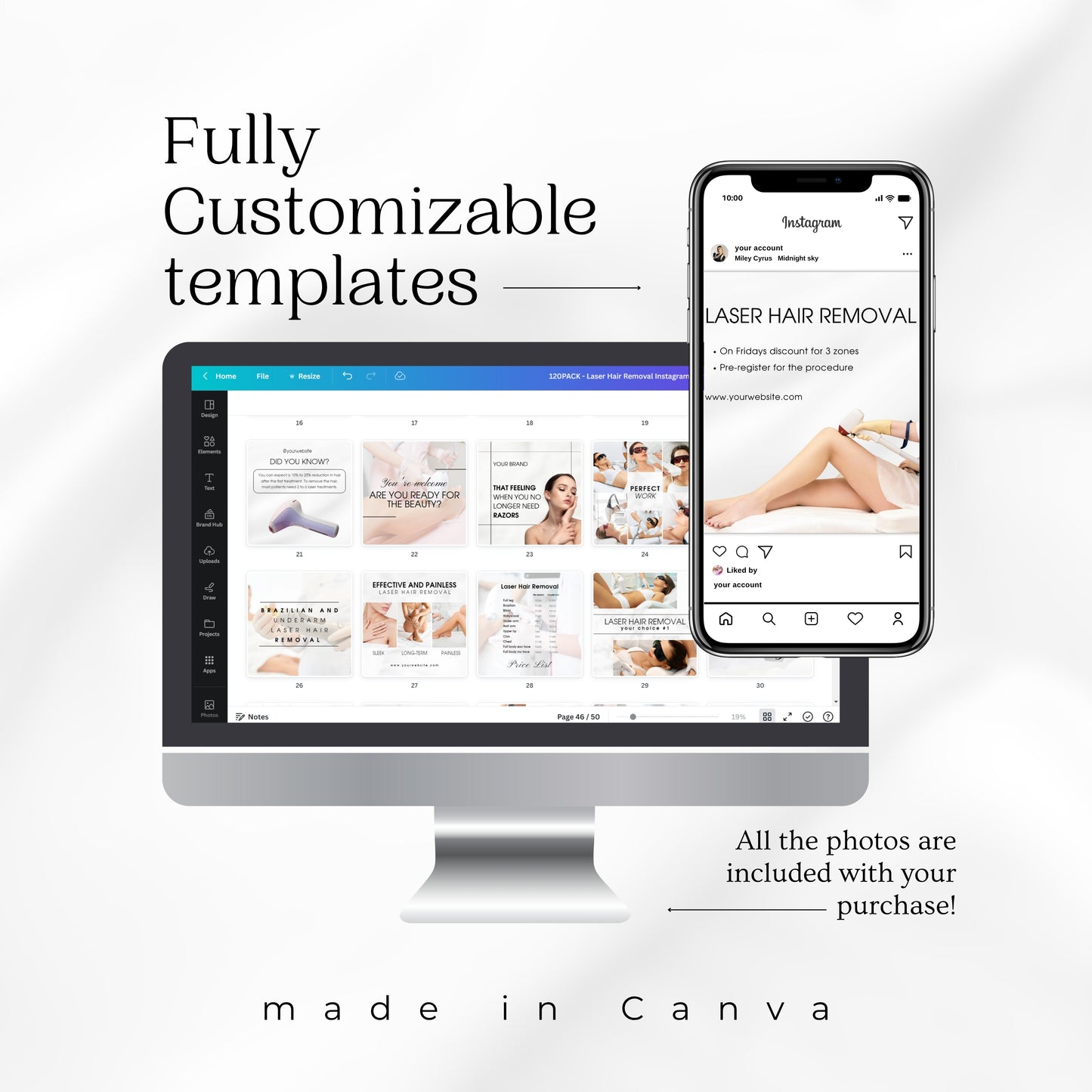 Light Laser Hair Removal Social Media Templates