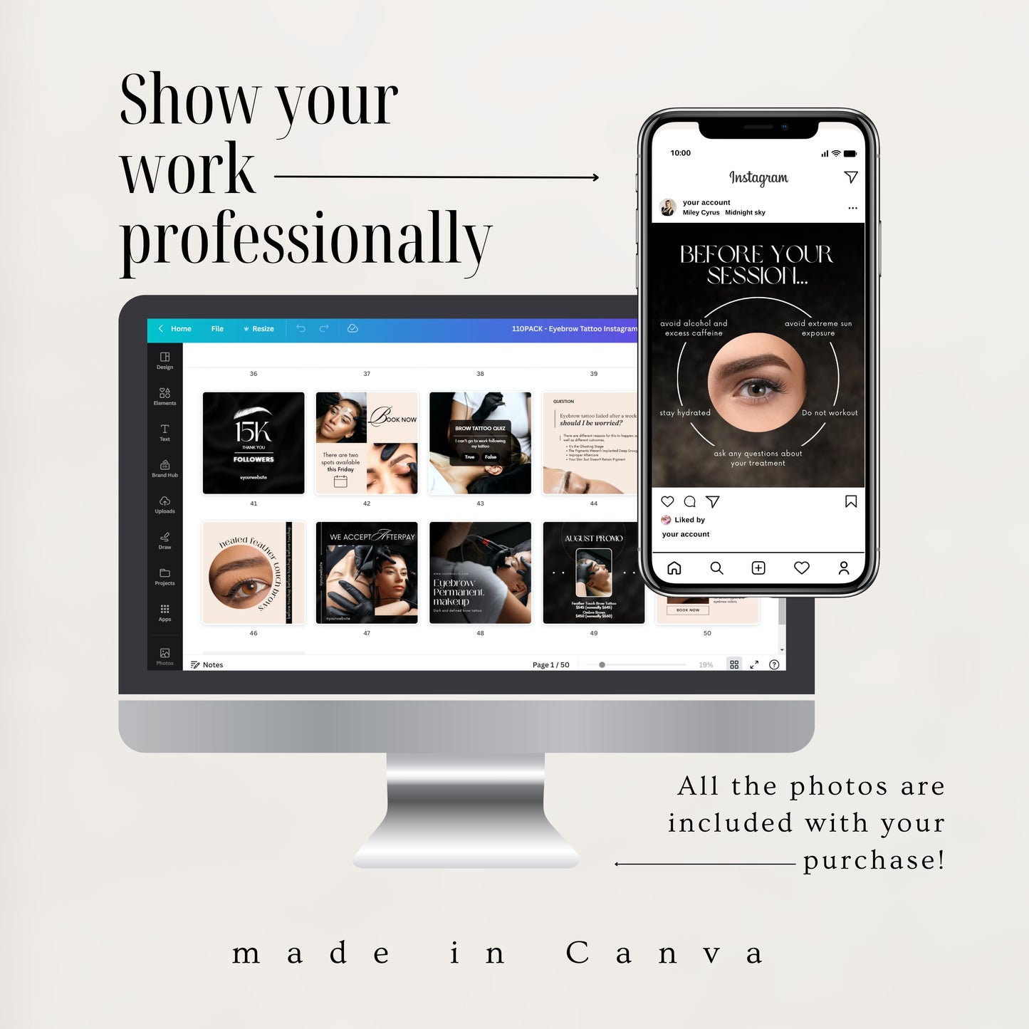 Eyebrow Tattoo Social Media Templates