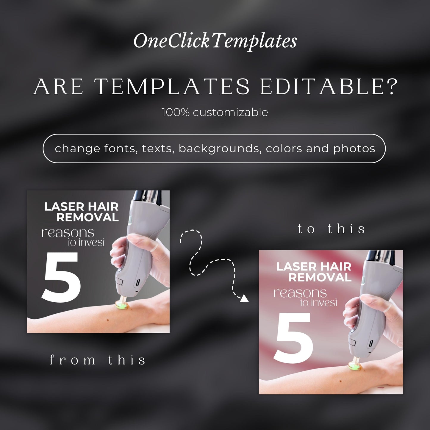 120 Black Laser Hair Removal Instagram Templates