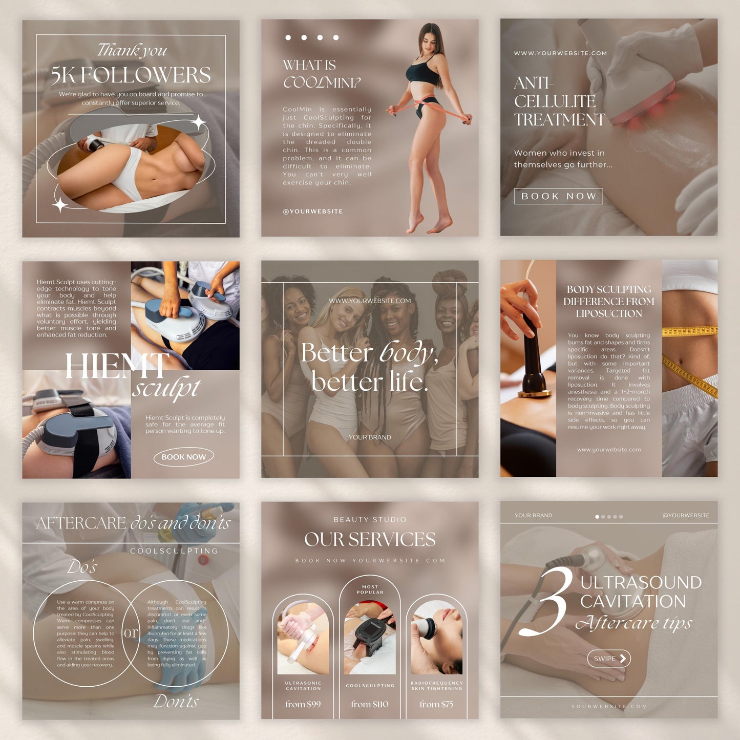Beige Body Contouring Social Media Templates