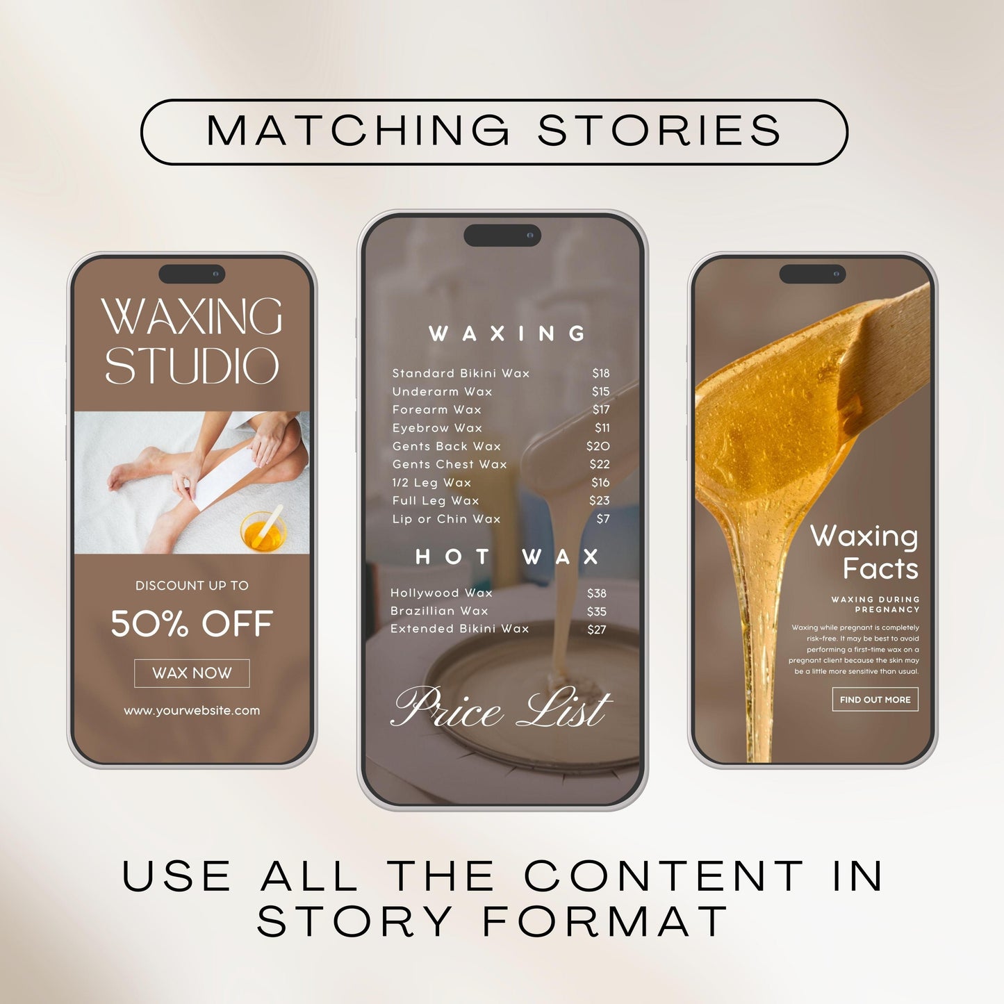 120 Brown Waxing Instagram Templates